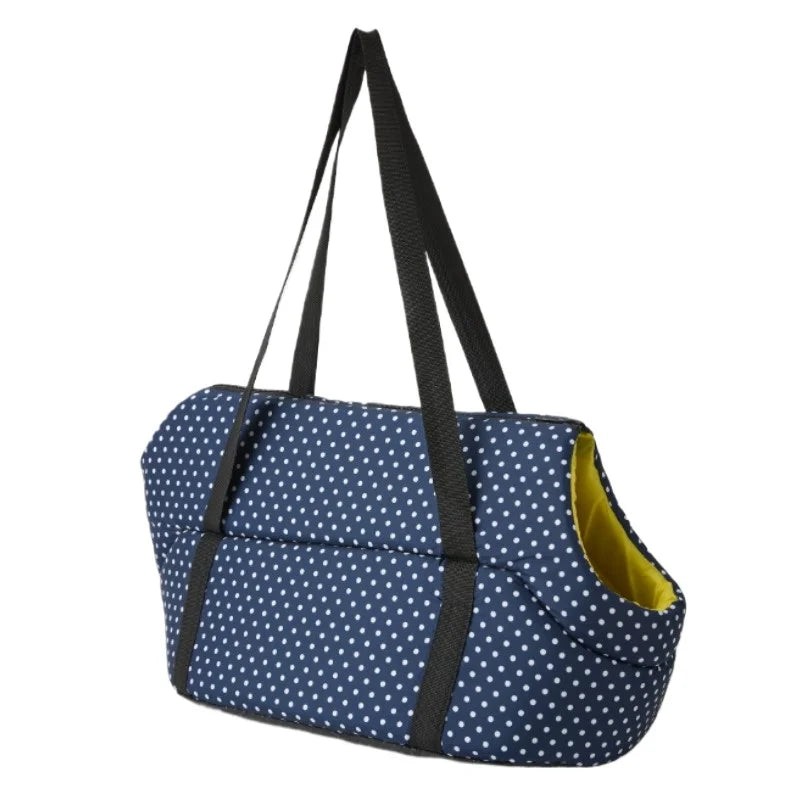 Portable Pet Carrier Bag for Small Dogs & Cats - Breathable Mesh Foldable Shoulder Sling Bag, Hands-Free Travel Tote with Warm Fleece Lining