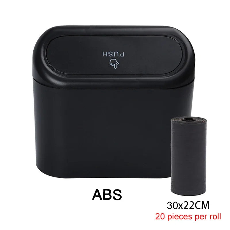 Car Trash Can with Lid & 60 Garbage Bags – Leak-Proof Mini Portable Vehicle Garbage Bin for Auto Interior