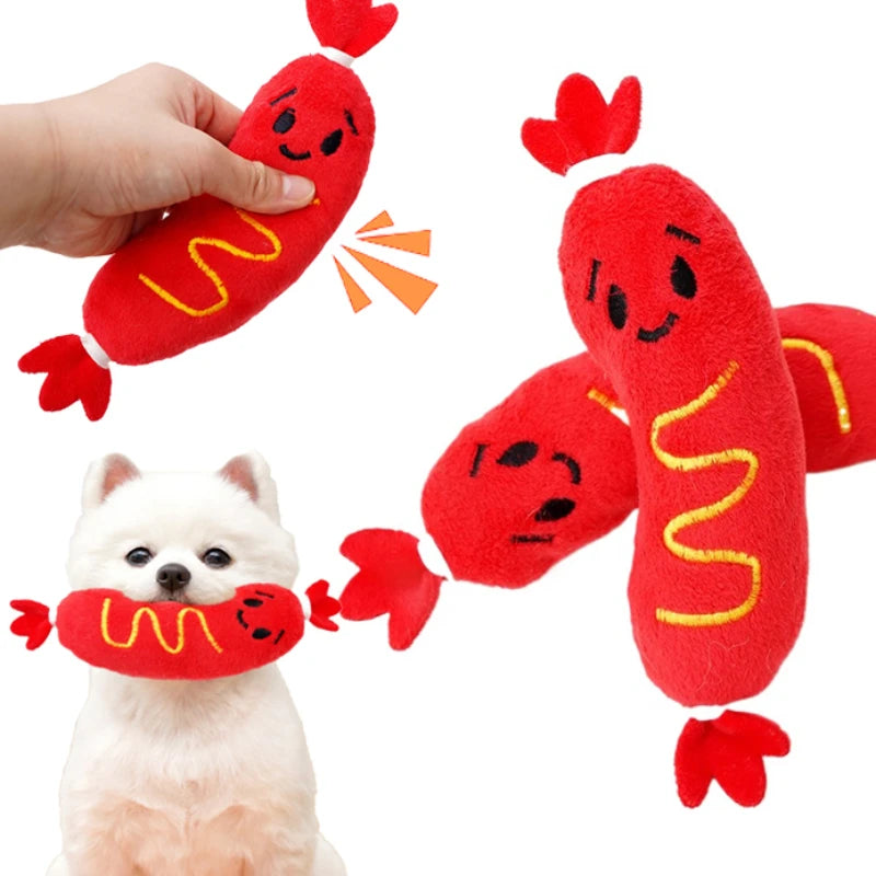 CloudRest™ Squeaky Hot Dog Plush Dog Toy