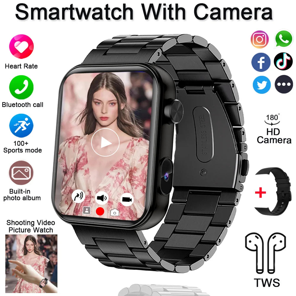 2025 New Unisex Smartwatch with Camera, Health Monitor, Fitness Tracker, Waterproof & Bluetooth Calling