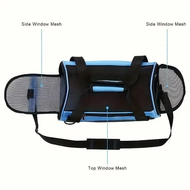 Portable Mesh Pet Travel Carrier with Shoulder Strap for Small Dogs & Cats