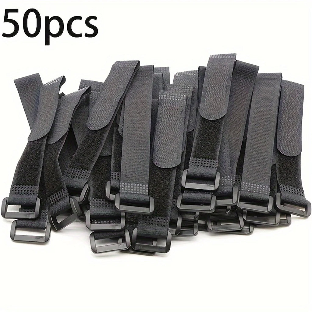 50-Pack Reusable Cable Management Straps – Adjustable Hook & Loop Cable Ties