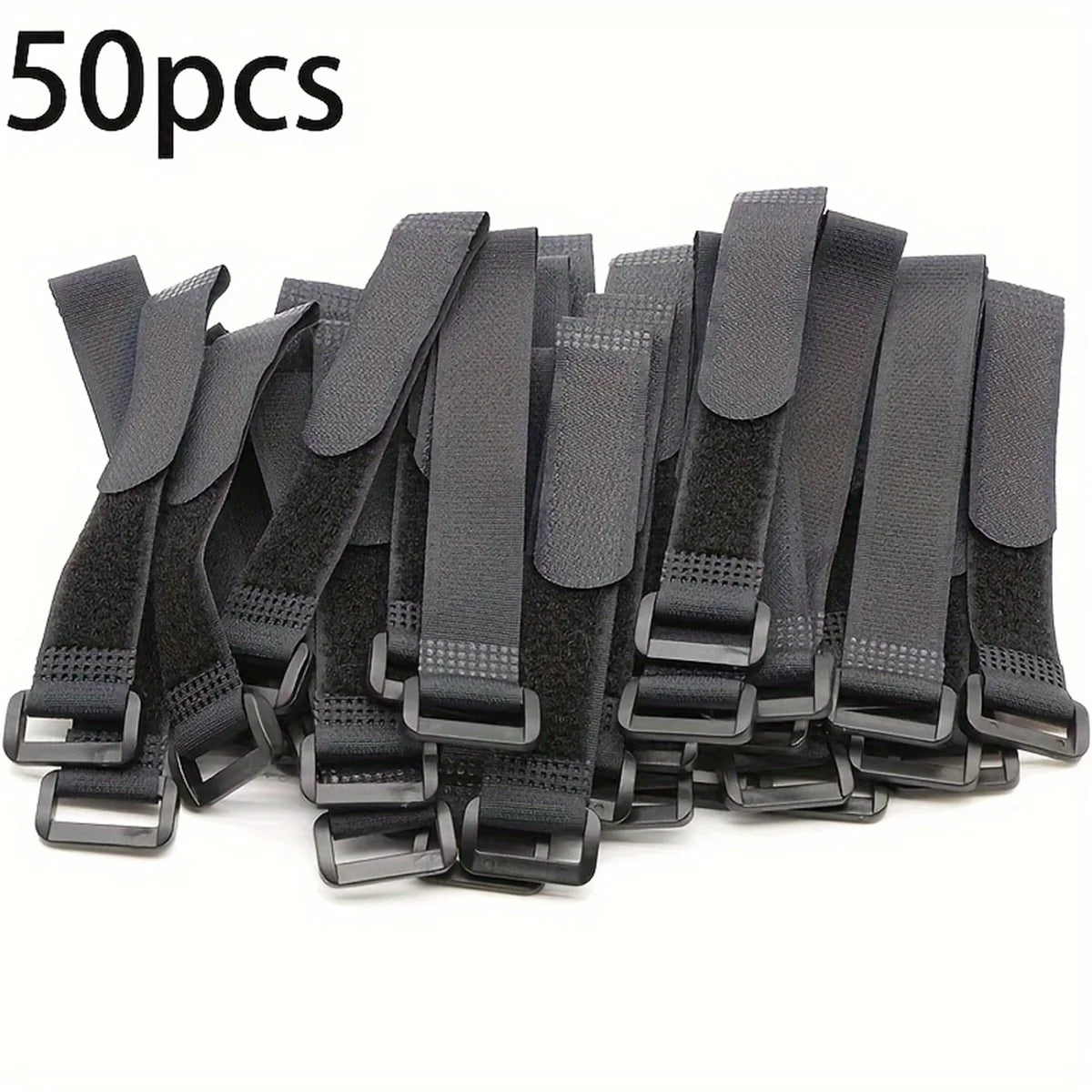 50-Pack Reusable Cable Management Straps – Adjustable Hook & Loop Cable Ties