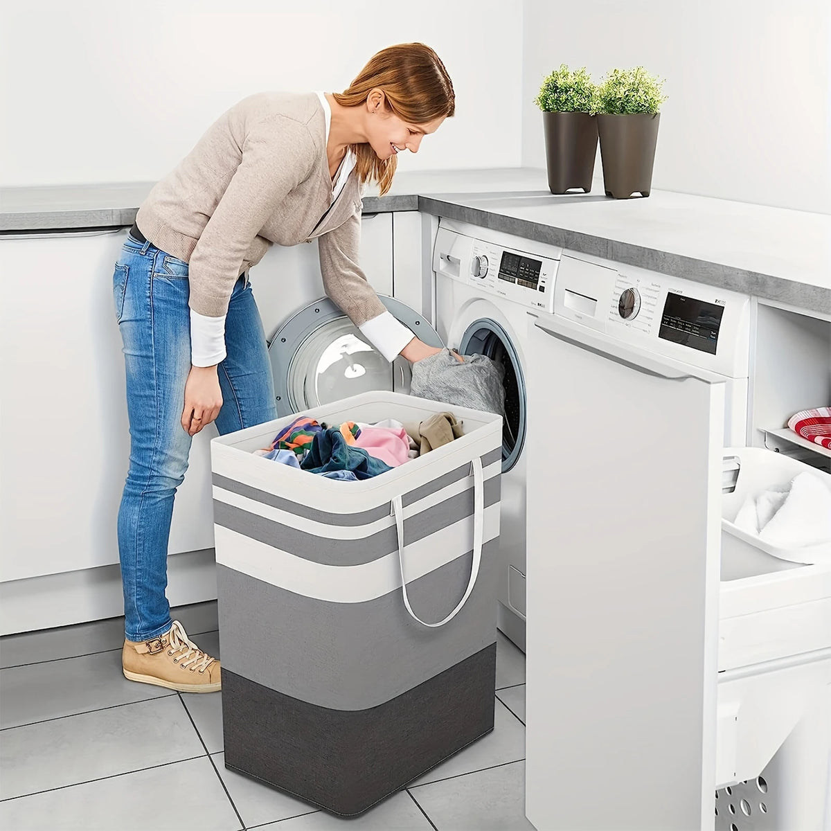 75L Foldable Laundry Hamper with Handles