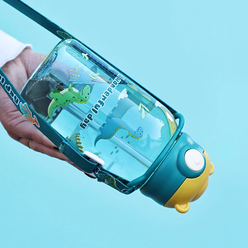 Kids Water Bottle with Straw & Handle - Cute Portable Sippy Cup for Toddlers & Children