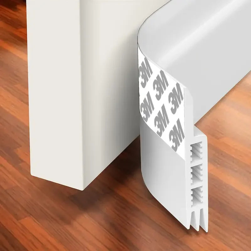 Silicone Door Draft Stopper Under Door Seal - Strong Adhesive Weather Stripping Noise & Draft Blocker