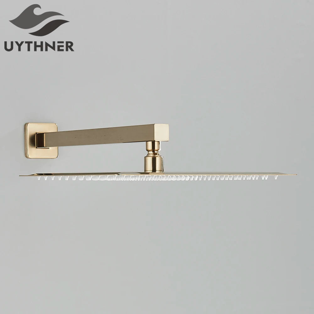 Square Rainfall Shower Head 8"/10"/12" - Ultrathin Rain Shower with Arm
