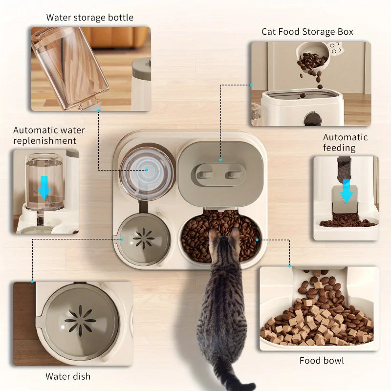 Automatic Gravity Pet Feeder & Water Dispenser Set for Cats & Small Dogs