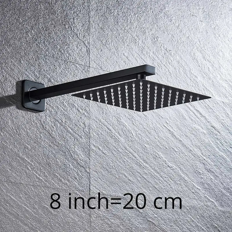 Square Rainfall Shower Head 8"/10"/12" - Ultrathin Rain Shower with Arm