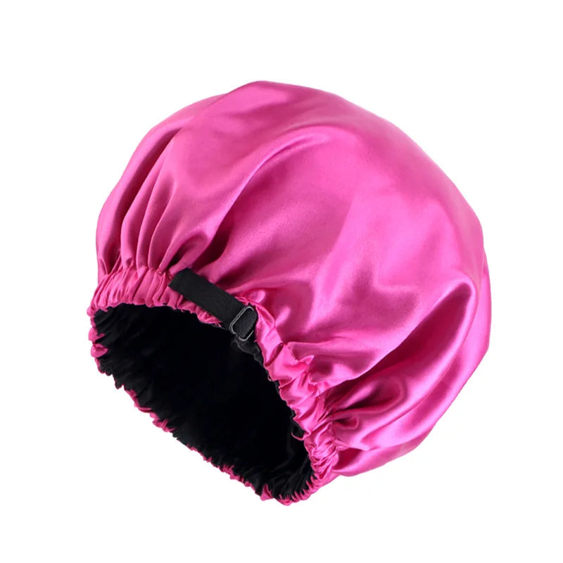 Double Layer Satin Bonnet for Sleeping – Adjustable Large Silk Sleep Cap with Elastic Band for Curly Hair, Women & Men Hair Protection