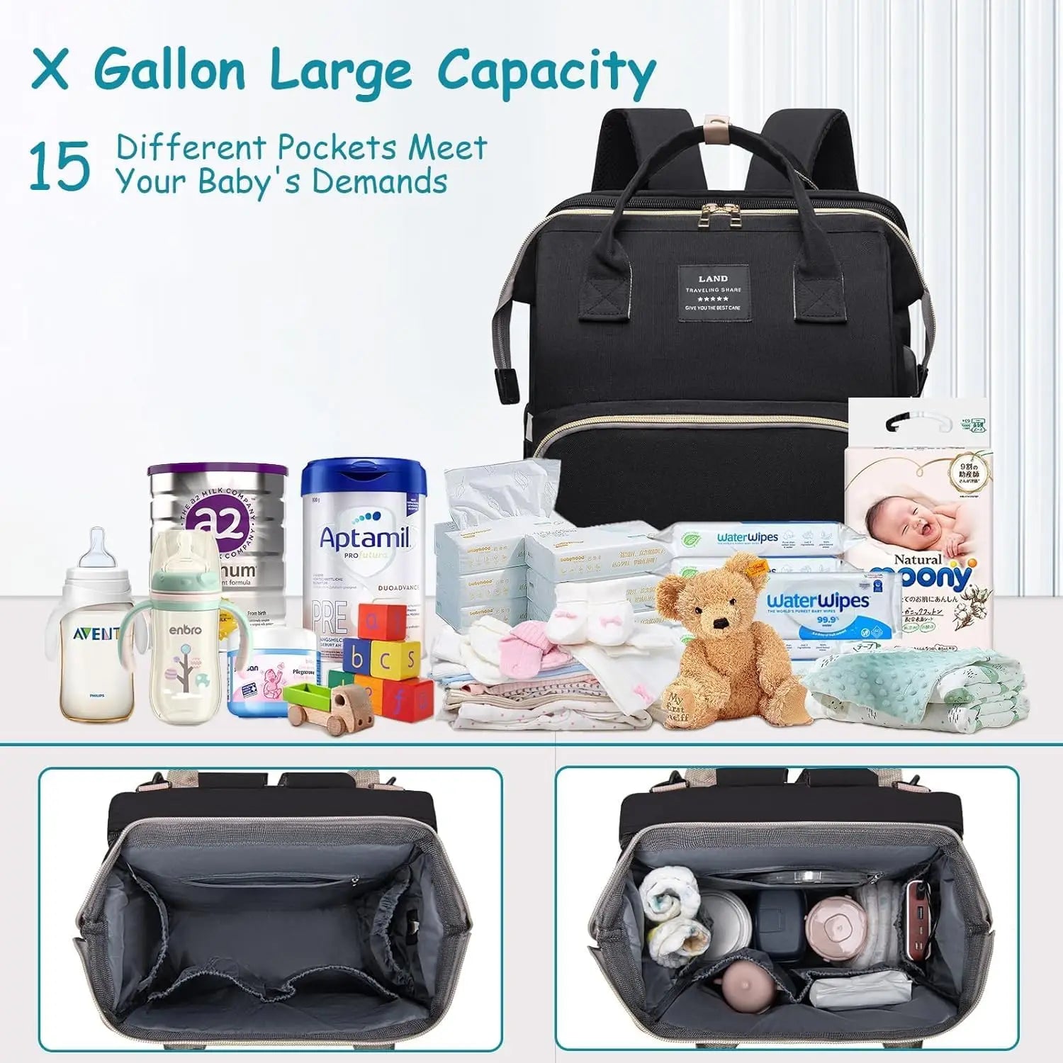 Premium Waterproof Baby Diaper Backpack with Foldable Changing Station