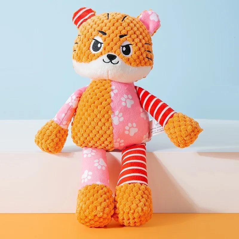 Interactive Squeaky Plush Dog Toy - Cute Knitted Puppy Chew Toy for Teeth Cleaning & Mental Stimulation