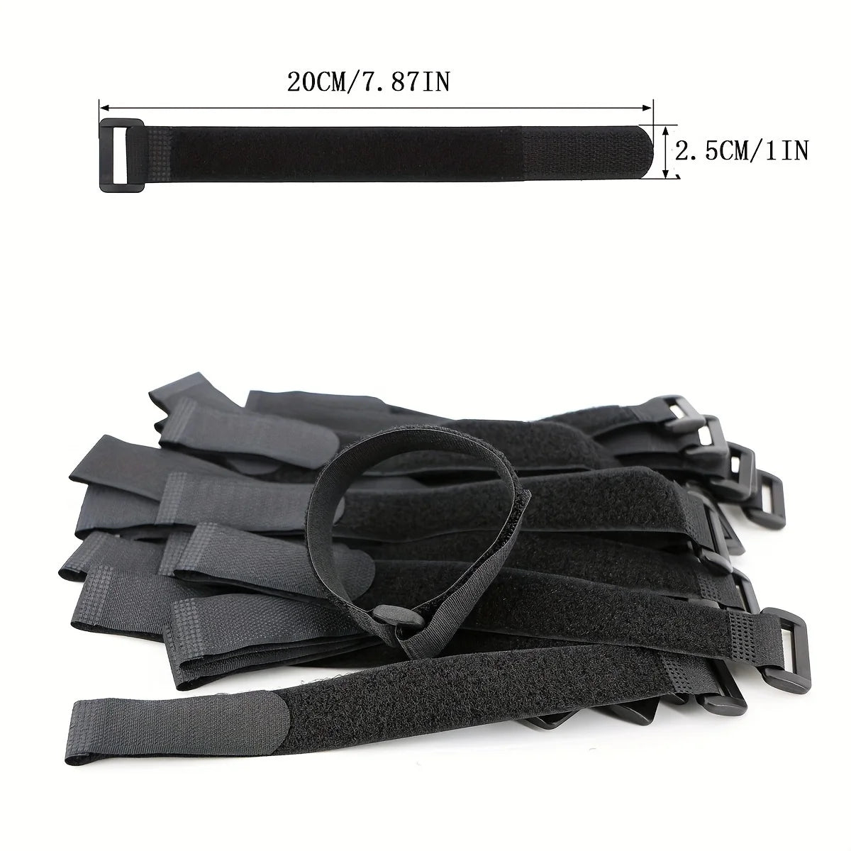 50-Pack Reusable Cable Management Straps – Adjustable Hook & Loop Cable Ties