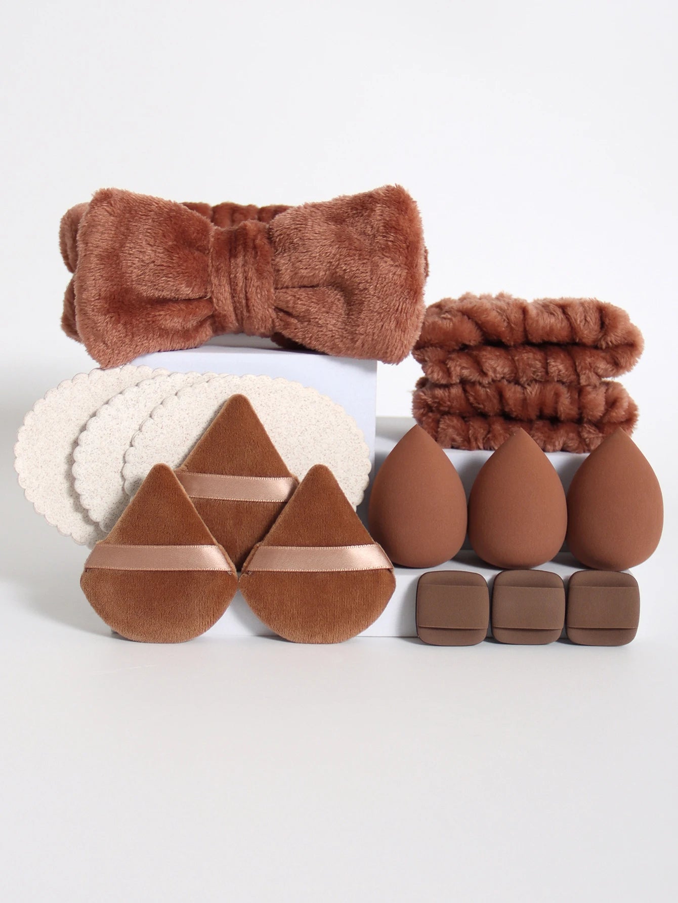 15-Piece Makeup Sponge & Beauty Blender Set with Spa Headband & Wristbands