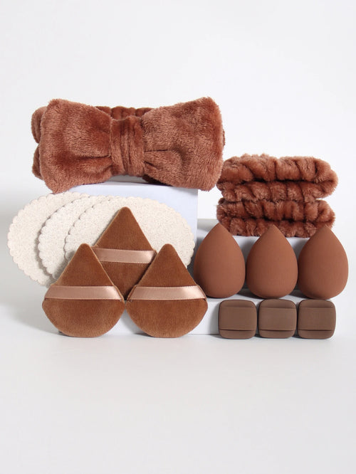 15-Piece Makeup Sponge & Beauty Blender Set with Spa Headband & Wristbands