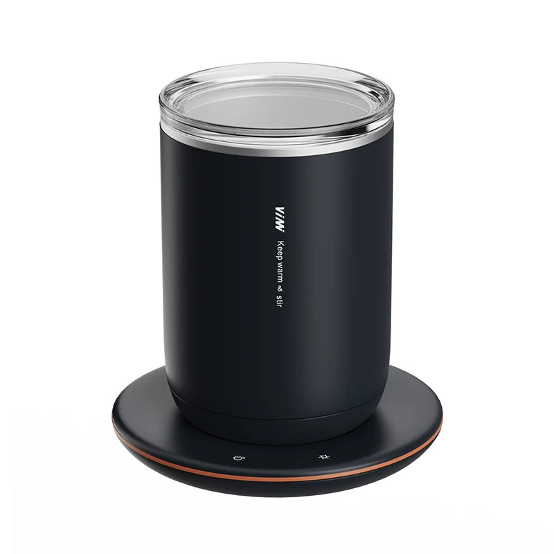 2-in-1 Coffee Cup Warmer with Automatic Magnetic Stirring Mug – USB Electric Self-Mixing Heating Plate for Coffee, Tea & Beverages