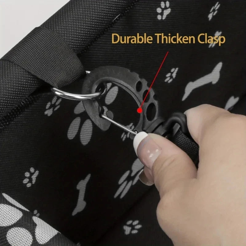 Pet Reinforce Car Booster Seat for Small Dogs & Cats - Portable Breathable Pet Carrier with Safety Belt, Stable Travel Booster Bag, Paw Print Design