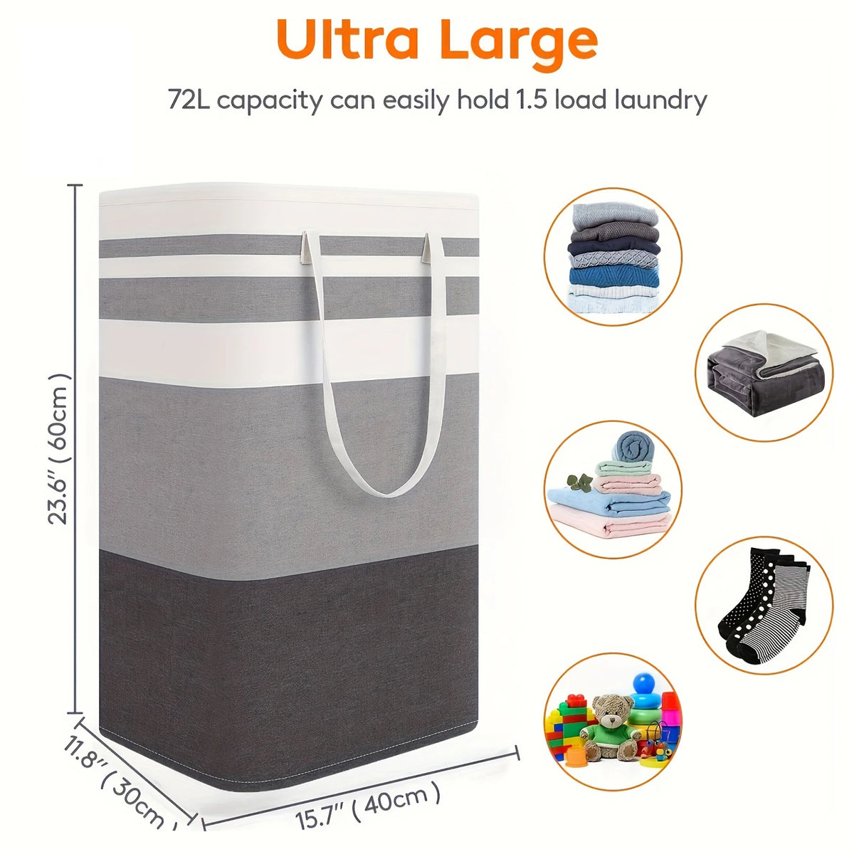 75L Foldable Laundry Hamper with Handles