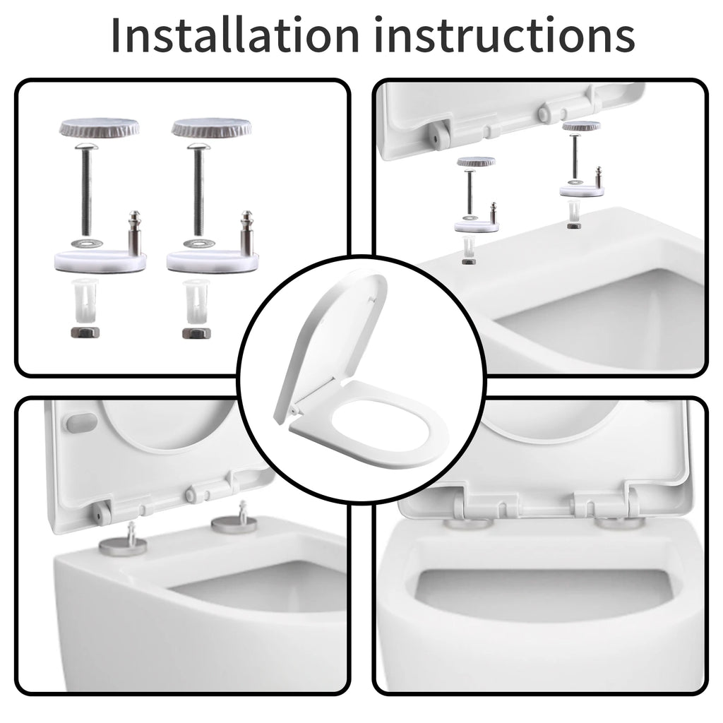 Soft Close Toilet Seat – Quick Release White PP Seat with Anti-Bacterial Top & Bottom Fixing