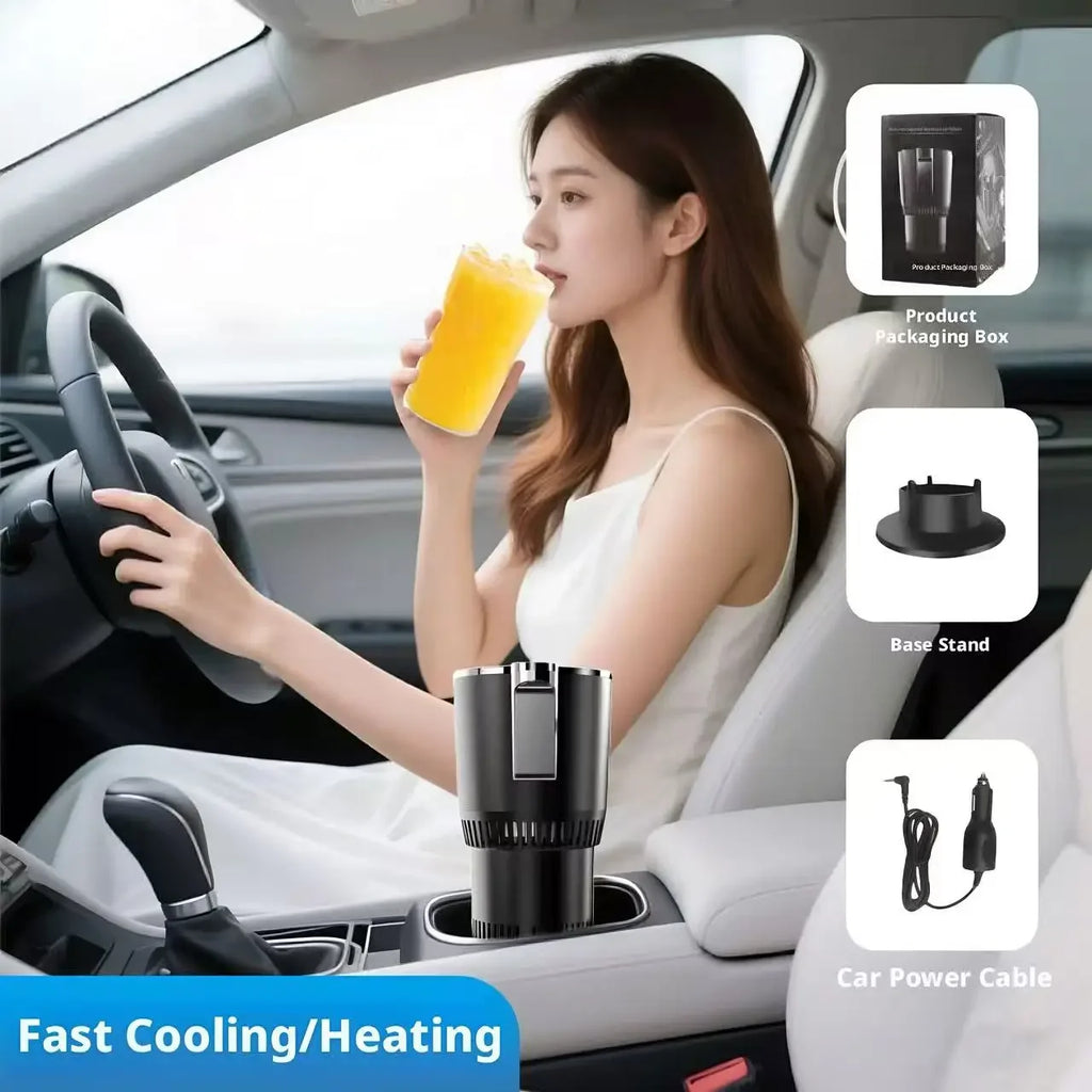 Car Smart Hot & Cold Cup Holder – Electric Beverage Warmer & Cooler for Travel, Coffee, Soda & Drinks | Auto 12V Plug-in