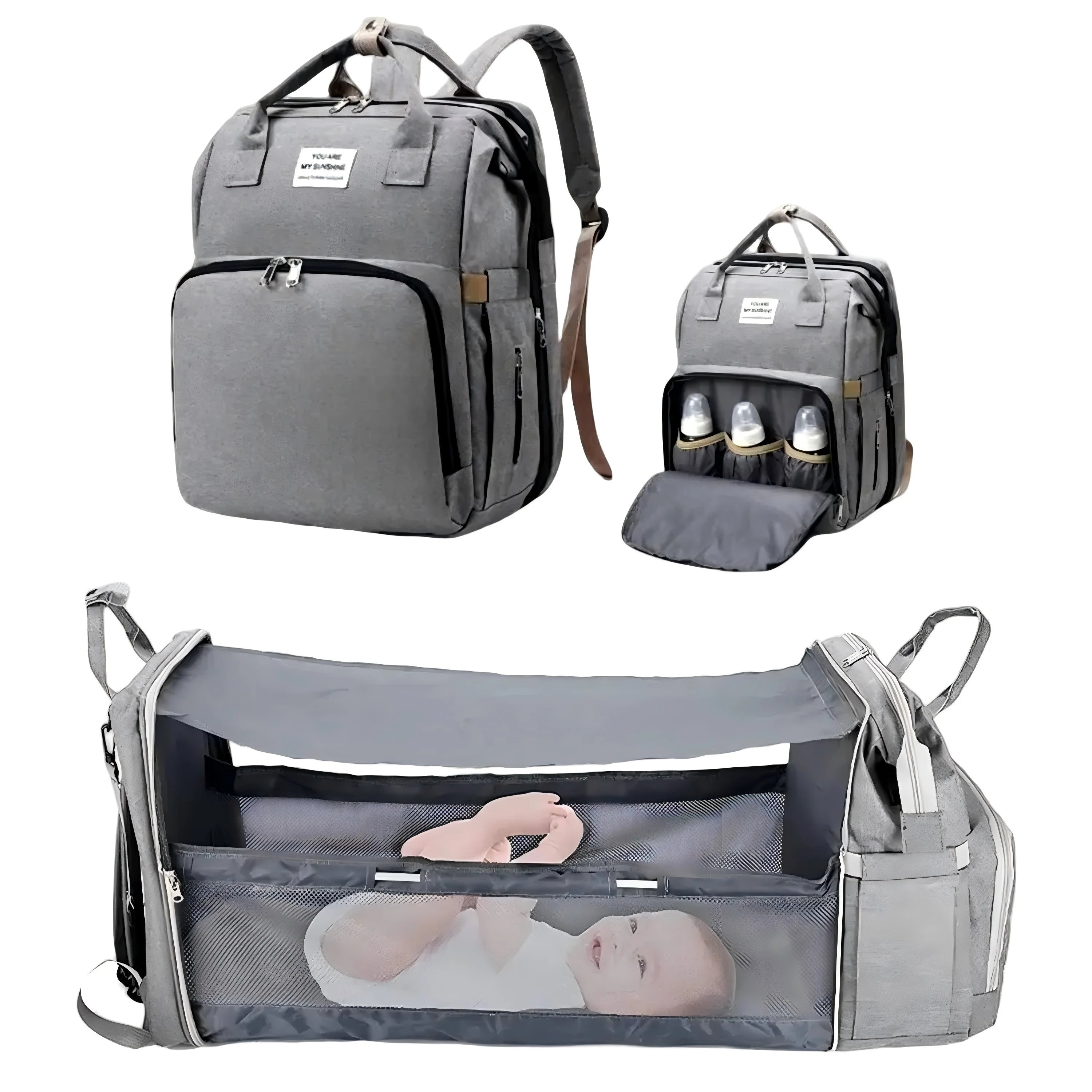 BabyNest™ 3-in-1 Diaper Backpack with Foldable Bassinet & USB Charging