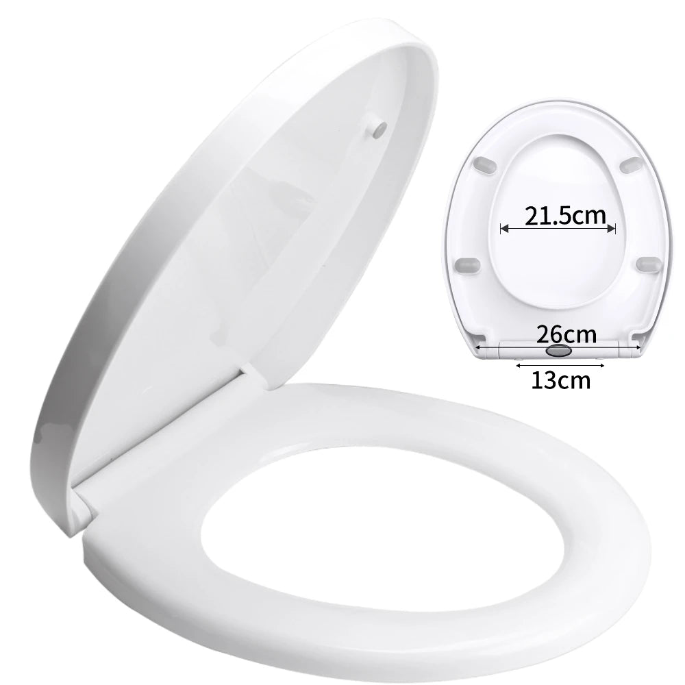 Soft Close Toilet Seat – Quick Release White PP Seat with Anti-Bacterial Top & Bottom Fixing