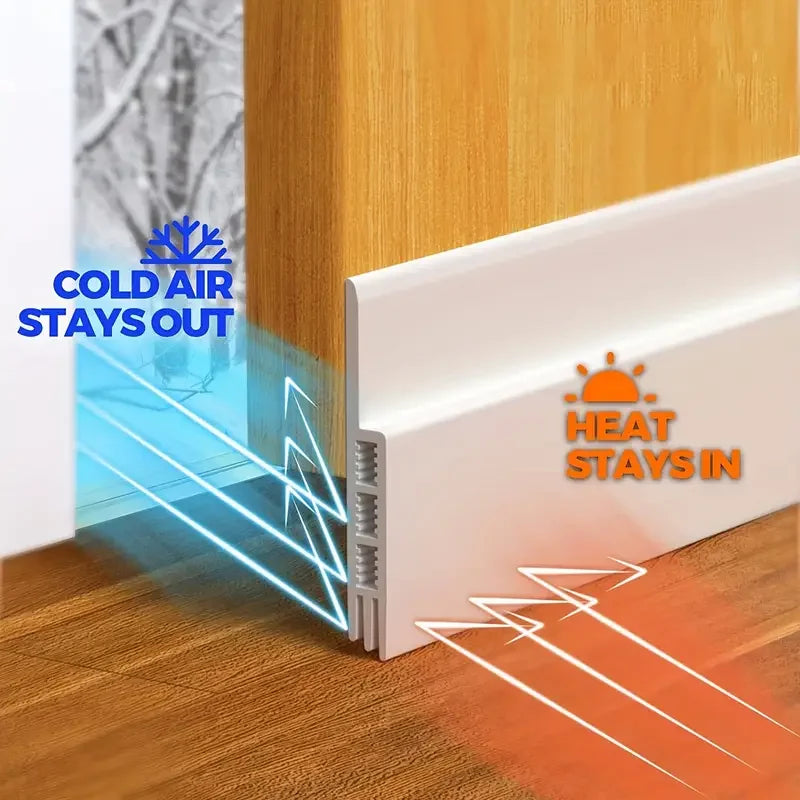 Silicone Door Draft Stopper Under Door Seal - Strong Adhesive Weather Stripping Noise & Draft Blocker