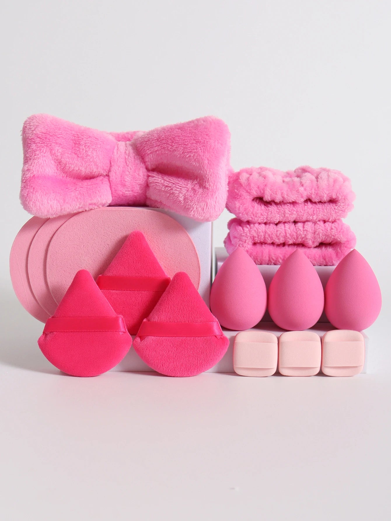 15-Piece Makeup Sponge & Beauty Blender Set with Spa Headband & Wristbands