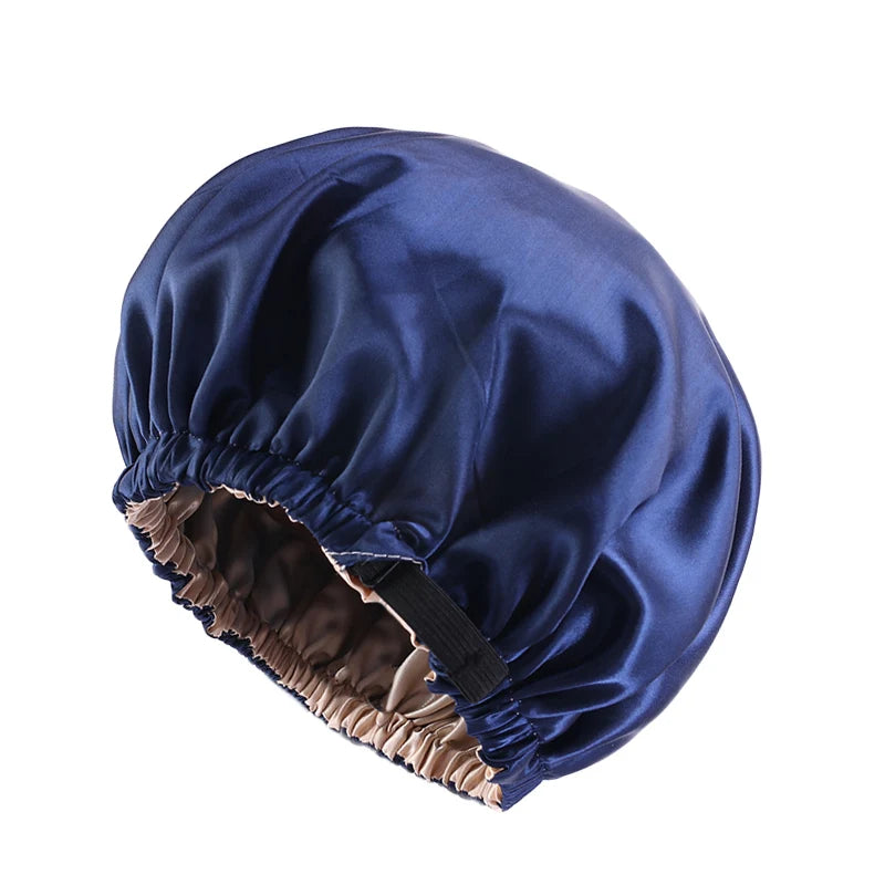 Double Layer Satin Bonnet for Sleeping – Adjustable Large Silk Sleep Cap with Elastic Band for Curly Hair, Women & Men Hair Protection