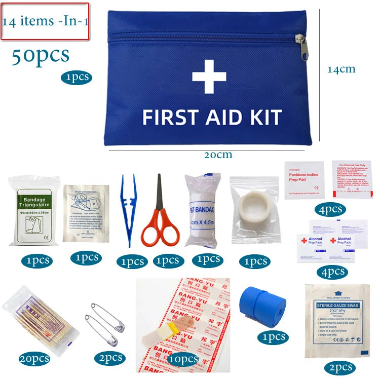 50-Piece Emergency First Aid Kit – Compact Medical Kit for Home, Car, Travel, Camping & Outdoor Safety