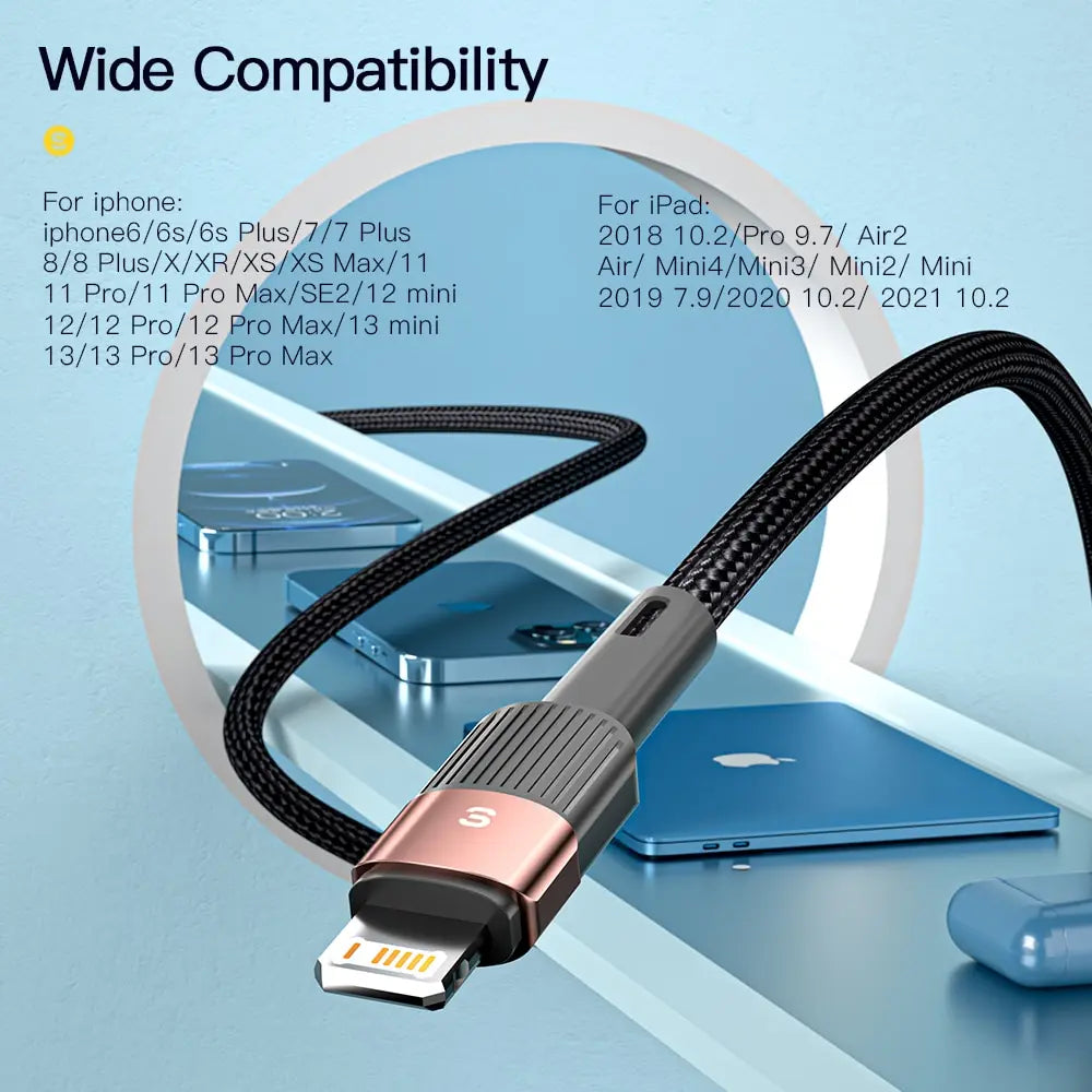Essager 2.4A Fast Charging USB to Lightning Cable – Braided Charger Cord for iPhone 14 13 12 11 Pro Max, XS, XR, X, 8, 7, 6, SE