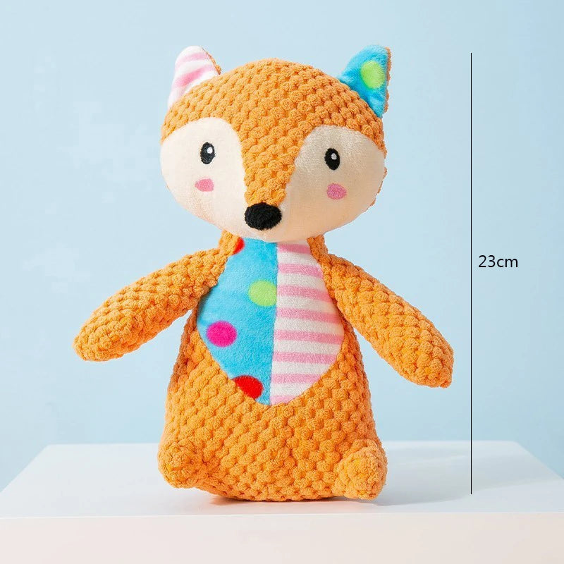 Interactive Squeaky Plush Dog Toy - Cute Knitted Puppy Chew Toy for Teeth Cleaning & Mental Stimulation