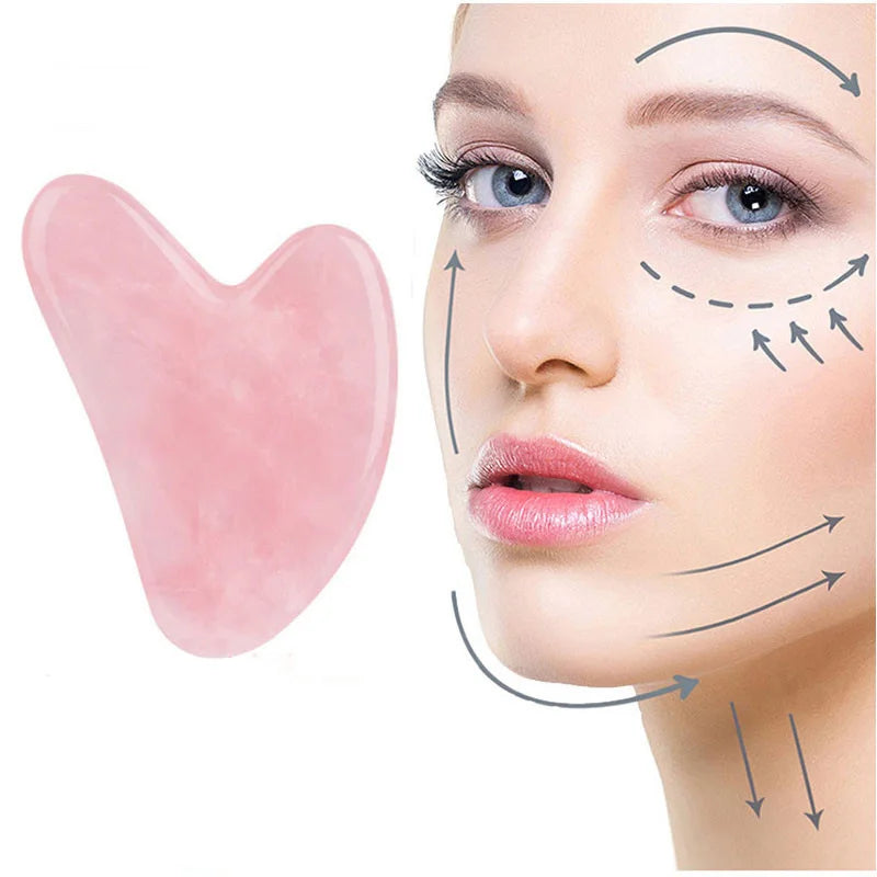 Rose Quartz Gua Sha Massage Board – Premium Facial Scraping Tool for Face, Neck & Body | Natural Stone Lymphatic Drainage Massager