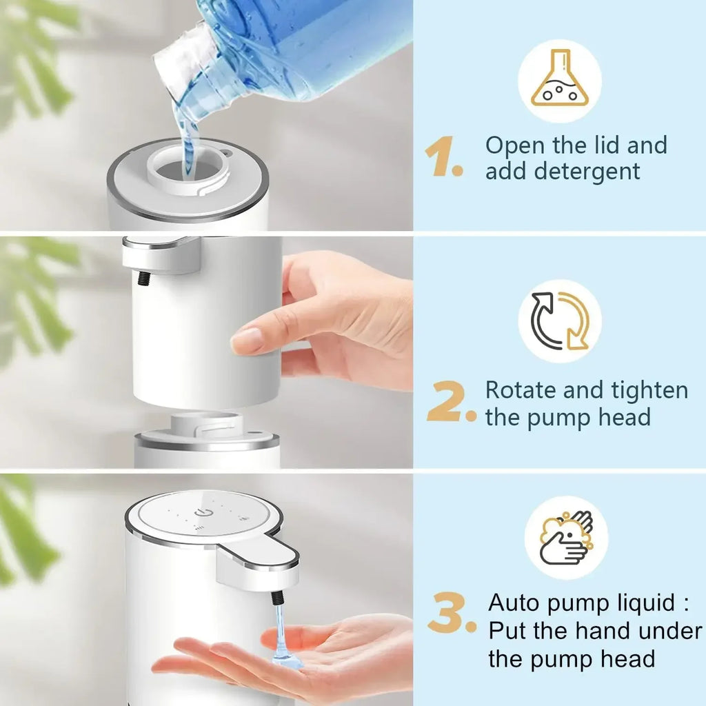 Touchless Automatic Soap Dispenser – USB Rechargeable Infrared Sensor Liquid & Foam Soap Pump for Bathroom & Kitchen