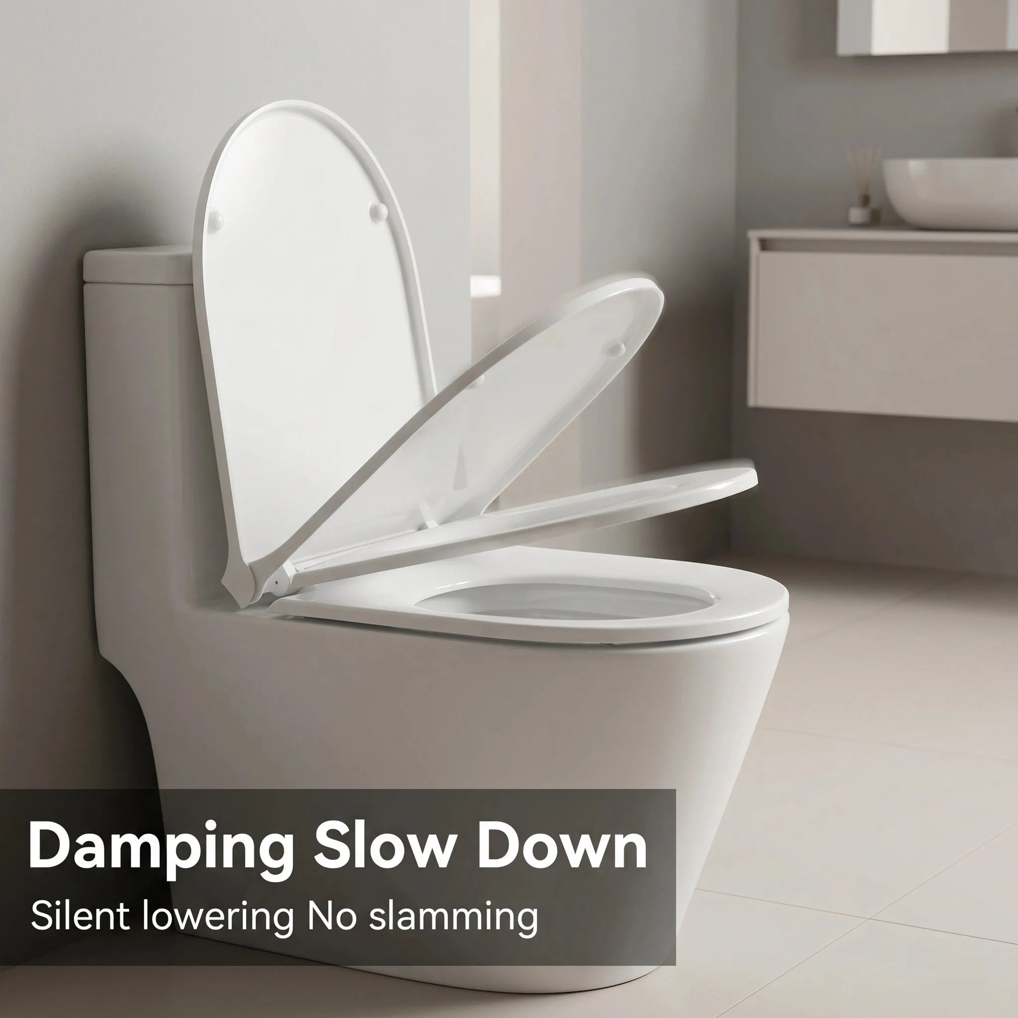 Slow Close U-Shaped Toilet Seat - Quiet Soft Close Lid, Durable & Universal Fit