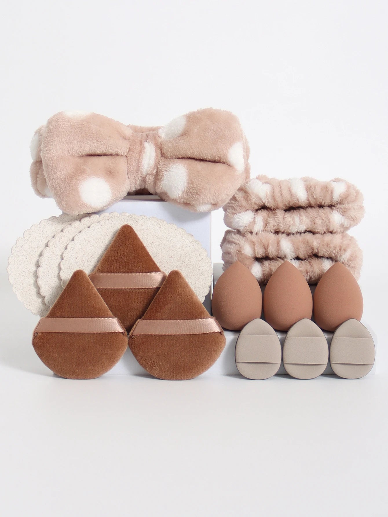 15-Piece Makeup Sponge & Beauty Blender Set with Spa Headband & Wristbands