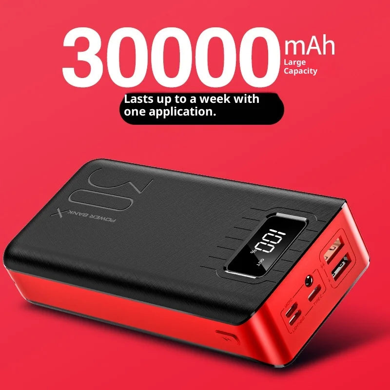 30000mAh Power Bank with Digital Display – Fast Charging Portable Charger, High Capacity Slim Powerbank for Mobile Phones