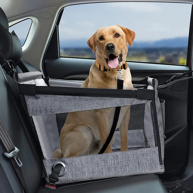 Premium Waterproof Dog Car Seat – Secure Travel Booster with Safety Leash for Small & Medium Dogs