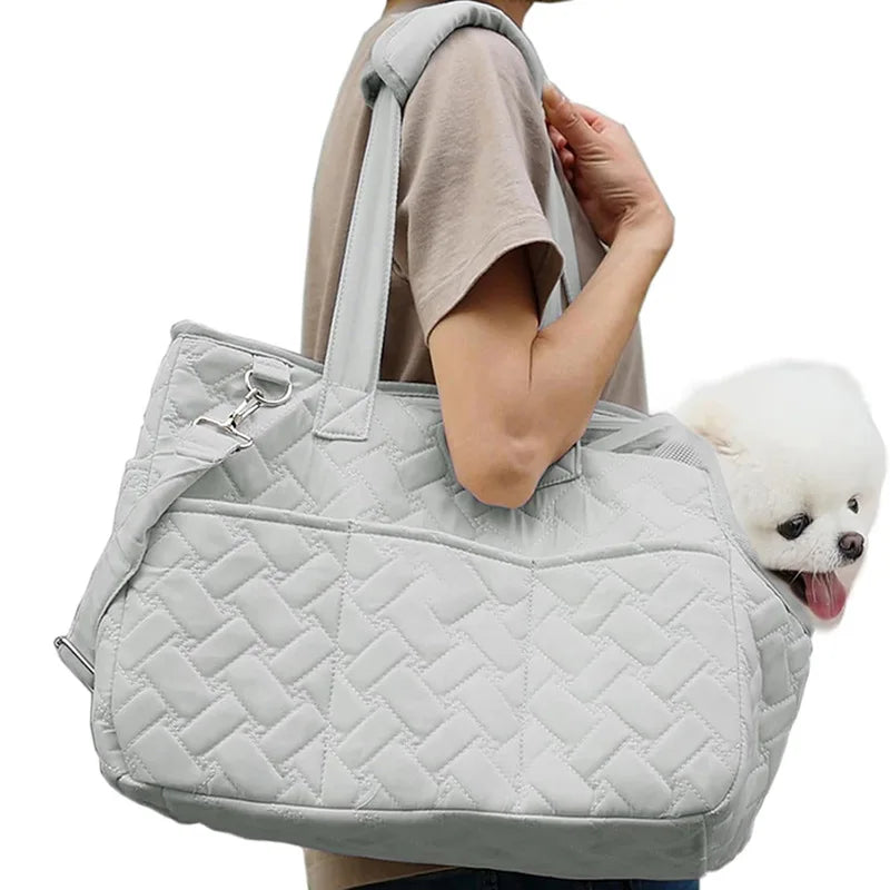 JTPAWS Pet Portable Carrier Bag for Small Dogs & Cats - Quilted Handbag Tote Purse, Breathable Mesh Soft Cushion, Shoulder Picnic Travel Outdoor Puppy Kitten Bag