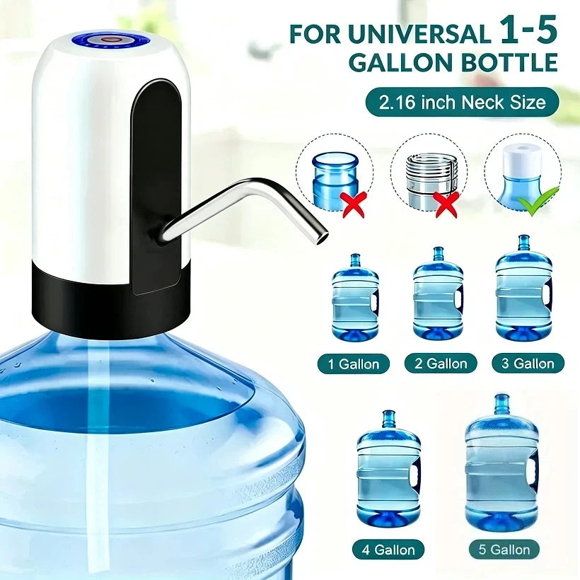 USB Rechargeable Electric Water Bottle Pump – Portable Automatic Drinking Water Dispenser for Camping & Home