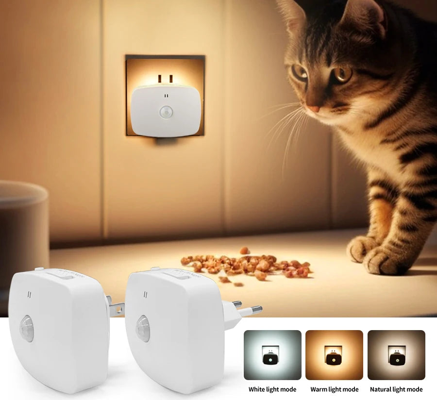 Motion Sensor LED Night Light Plug-in – Automatic Infrared Smart Sensor Wall Lamp for Bedroom, Bathroom, Hallway, Kitchen & Kids Room (110V/220V)