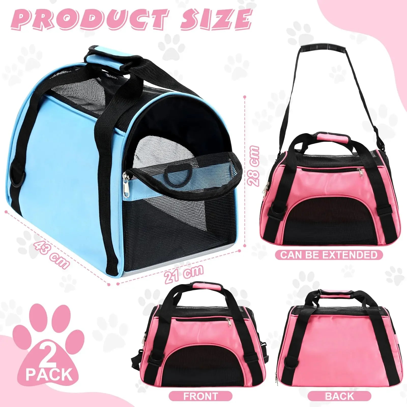 Airline Approved Portable Foldable Pet Carrier For Small Dogs & Cats