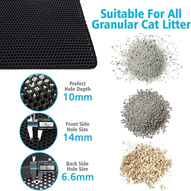 Double-Layer Cat Litter Mat - Waterproof, Non-Slip, Sand-Trapping Pet Mat for Litter Box (Washable)