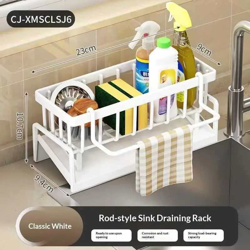 Sink Caddy Organizer with Sponge Holder & Towel Bar