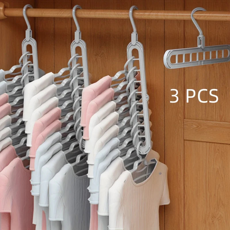 3-Pack 9-Hole Space Saving Hangers