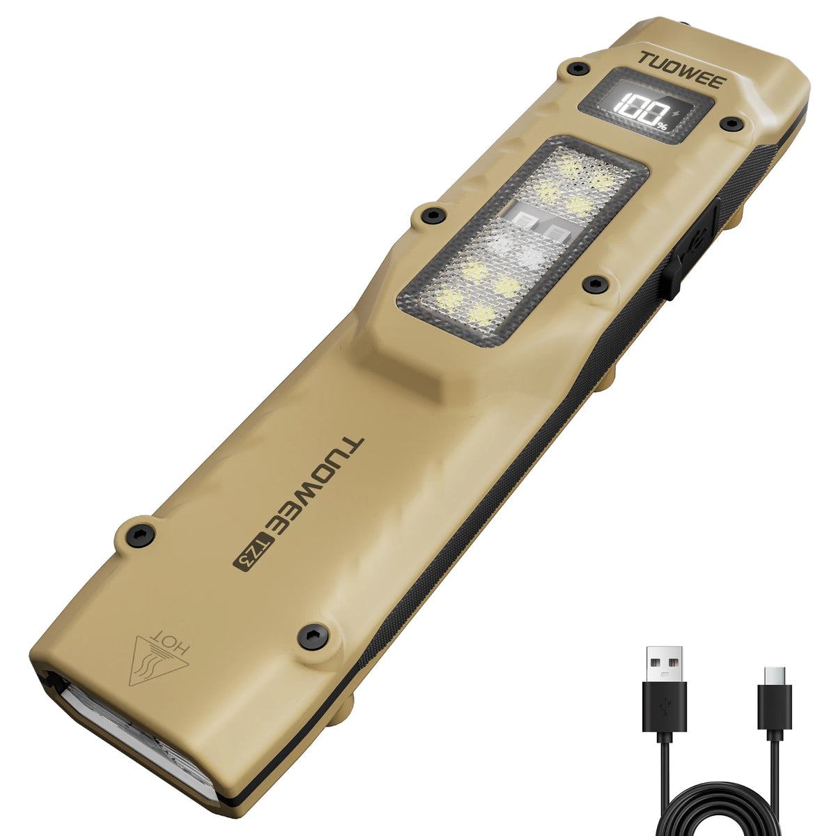 Tactical Rechargeable Flashlight – Dual Switch LED with Digital Display, 8 Modes, Strong Beam for Camping, Hiking & Emergency Use