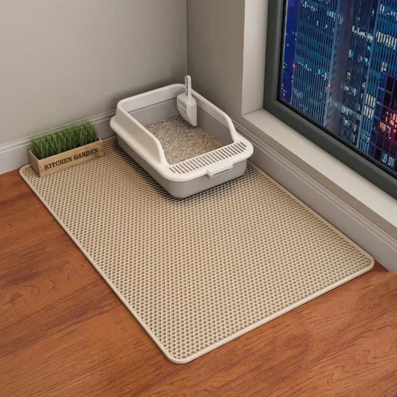 Double-Layer Cat Litter Mat - Waterproof, Non-Slip, Sand-Trapping Pet Mat for Litter Box (Washable)