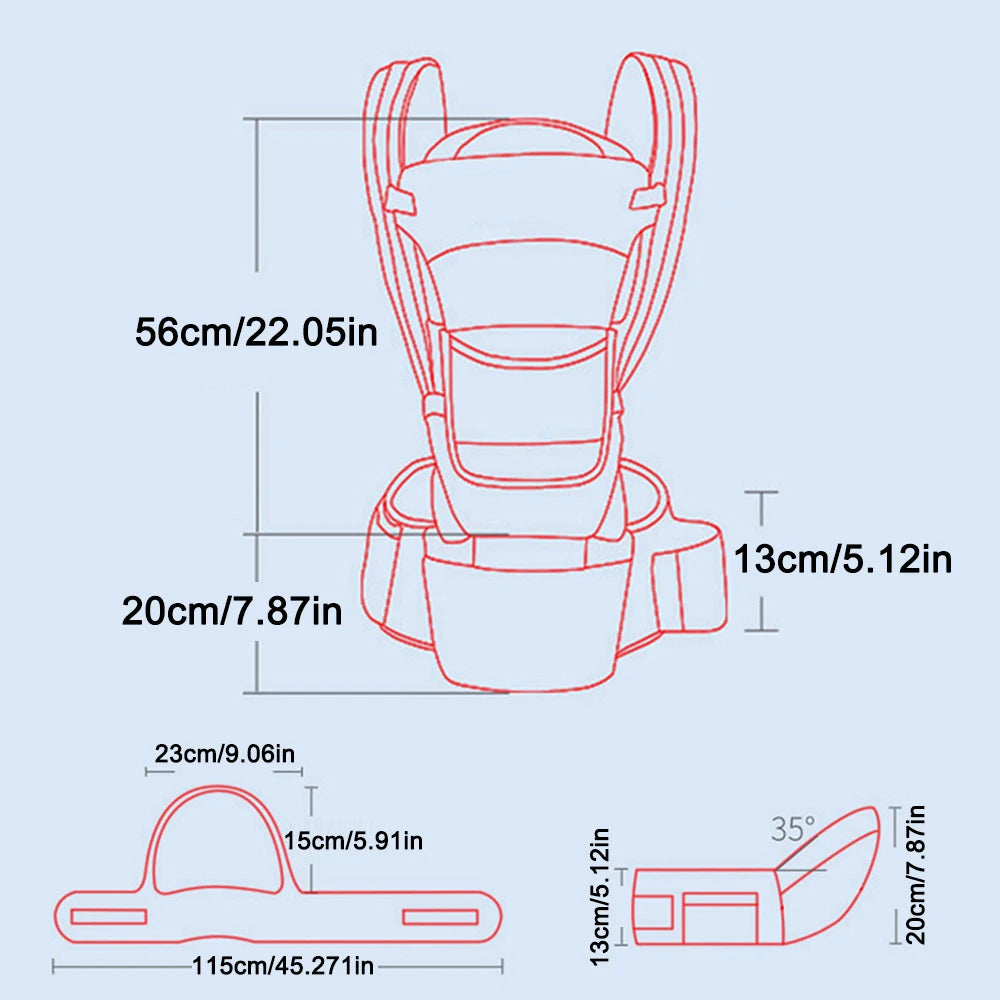 Ergonomic Baby Carrier with Hip Seat – 6-in-1 Front & Back Carrier