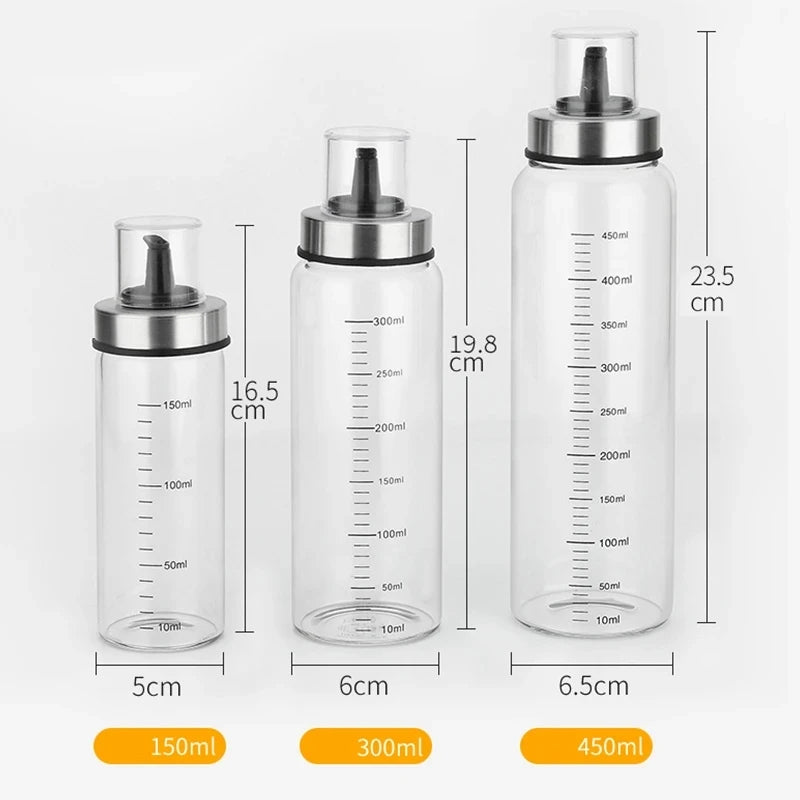 Glass Oil & Vinegar Dispenser Bottles – Leak-Proof Pourers for Cooking Oil, Sauce & Seasoning (Multiple Sizes)
