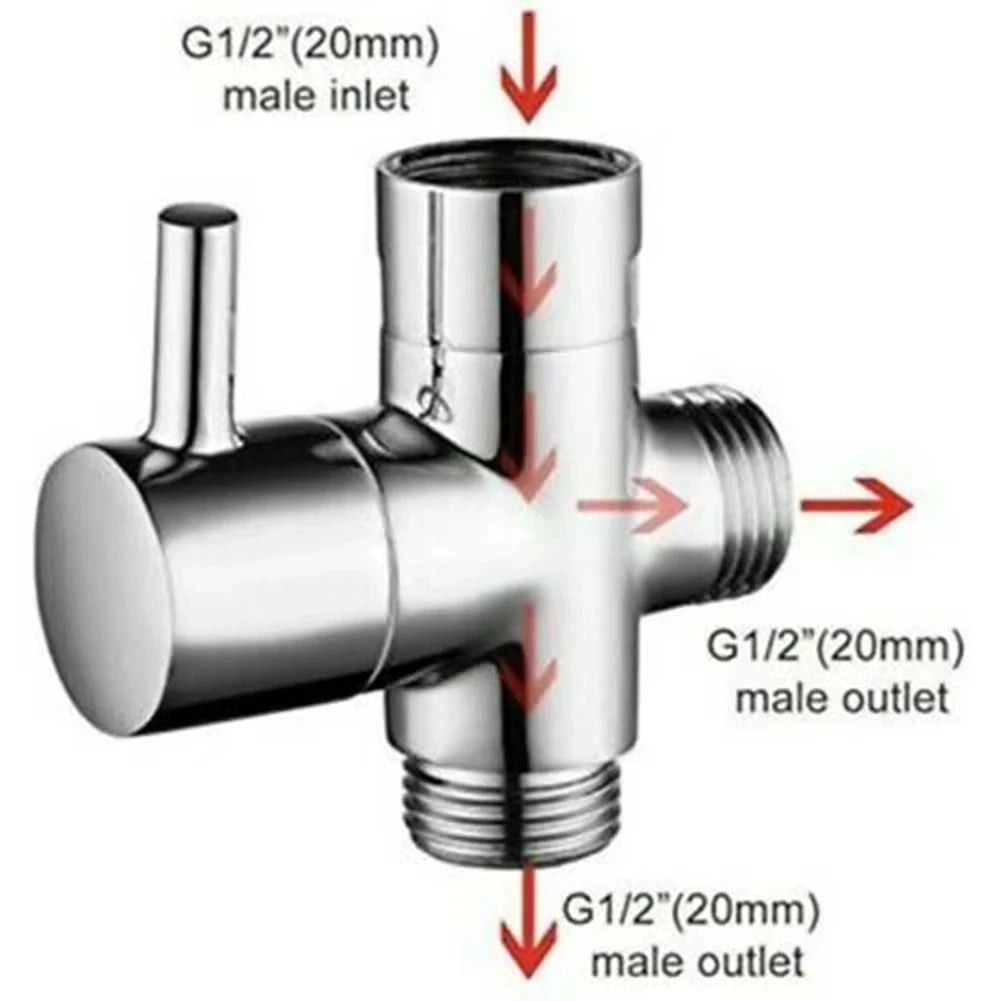 3-Way Brass Shower Diverter Valve – G1/2" Bathroom Water Splitter